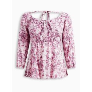 Wizarding World Of Harry Potter Torrid Pink Peplum Blouse Challis Tie Size‎ 1 1X
